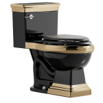 Be Unwhite Black And Gold One-Piece Toilet Square Base