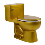 Be Unwhite Satin Gold One-Piece Toilet Round Base